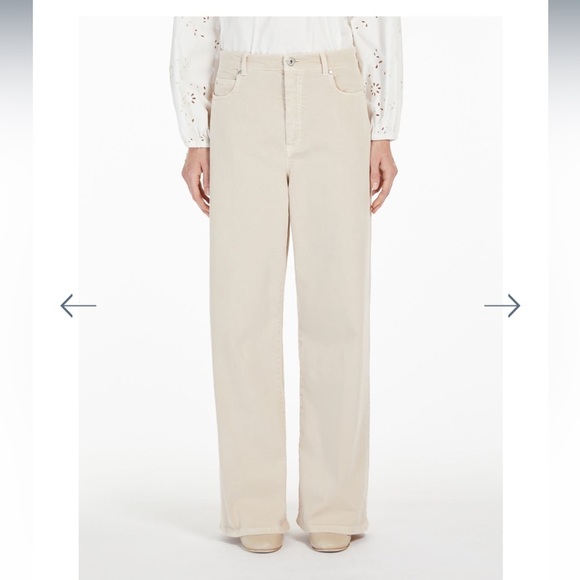 $295 Weekend Maxmara COTTON DRILL WIDE-LEG
TROUSERS size 10 color sand NWT - Picture 3 of 7